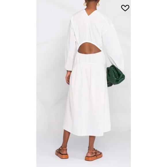 VINCE Cutout Slub Cotton‎ Midi Dress in White  size Small - Picture 4 of 9